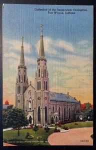 Vintage Postcard 1946 Cathedral of the Immaculate Conception Fort Wayne, Indiana