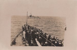 Japanese Military Crew On Ship Deck Antique Real Photo Postcard