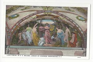 Washington DC Mural Lyric Poetry Library of Congress H O Walker Vtg Postcard