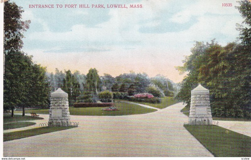 LOWELL, Massachusetts, 1900-10s; Entrance to Fort Hill Park