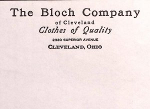 1938 THE BLOCH COMPANY CLOTHES OF QUALITY ORRVILLE OHIO BILLHEAD STATEMENT Z361