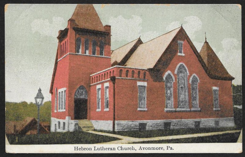 Hebron Lutheran Church Avonmore Pennsylvania Used c1910s