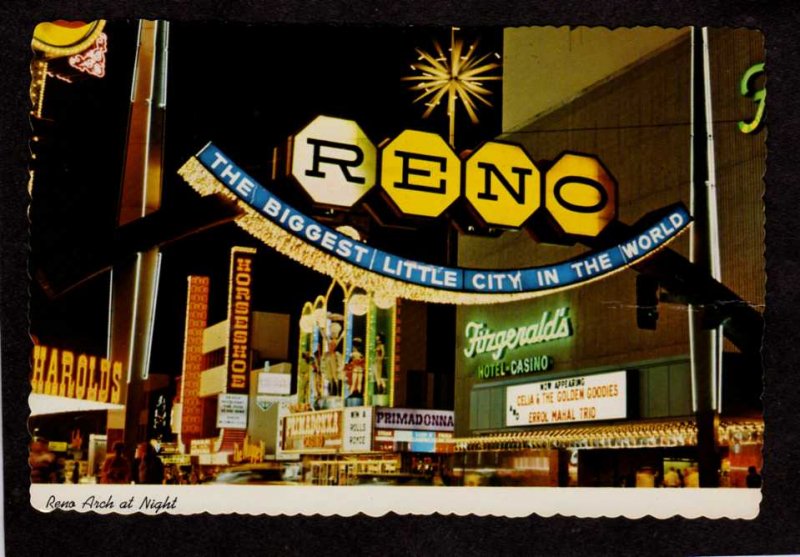 NV Horseshoe Fitzgerald's Casino Hotel Reno Nevada Postcard Casinos Gambling