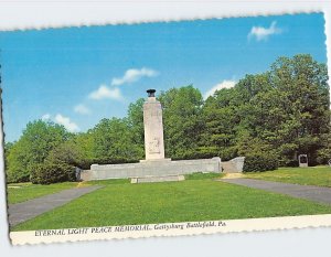 Postcard Eternal Light Peace Memorial Gettysburg Battlefield Pennsylvania USA