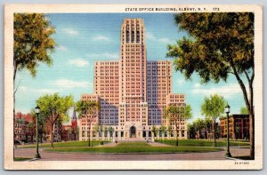 Albany New York Linen Postcard State Office Building Exterior View  