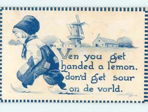 Divided-Back signed DUTCH BOY GETS HANDED A LEMON o8592