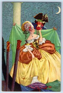1930 Masquerade Party Paramount Theatre Brooklyn NY Woman Wearing Gown Postcard