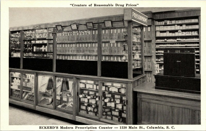 Postcard Advertising Columbia SC Eckerd's Drug Store - VINTAGE