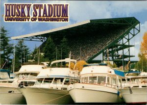 2~4X6 Postcards WA, Seattle UNIVERSITY OF WASHINGTON Husky Stadium~Boats~Harbor