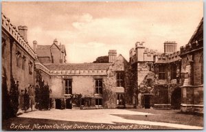 Merton College Quadrangle Oxford England Medieval Architectural Postcard