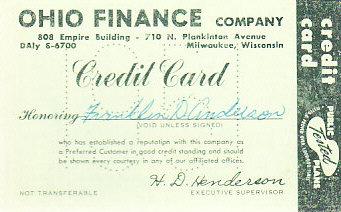 Pocket Calendar 1951 Ohio Finance Credit Card