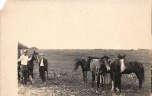 J6/ Interesting RPPC Postcard c1910 Horse Farmers Prairie 51