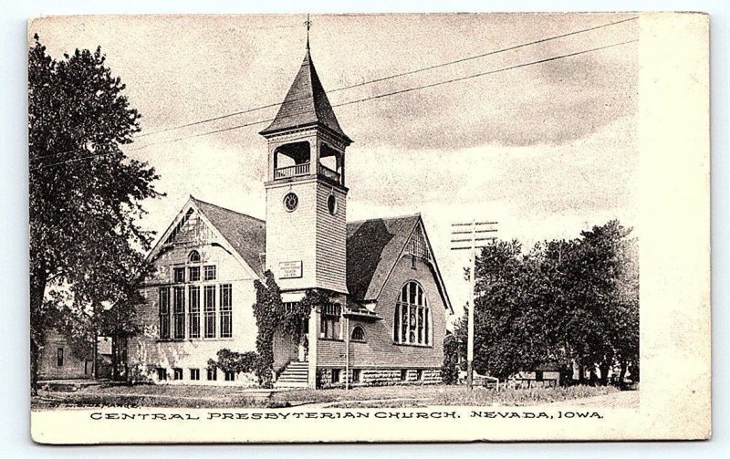 NEVADA, IA Iowa ~ CENTRAL PRESBYTERIAN CHURCH  c1910s Story County  Postcard
