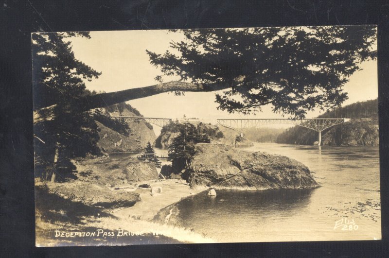 RPPC DECEPTION PASS WASHINGTON RIVER BRIDGE ELLIS 280 REAL PHOTO POSTCARD