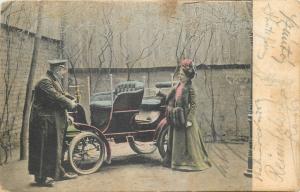 Postcard 1912 classic car driver fancy lady