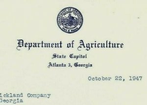 1947 Georgia Department of Agriculture Atlanta GA Letter Fertilizer Penalty 442