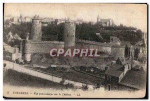 Old Postcard Fougeres panoramic view on the Chateau