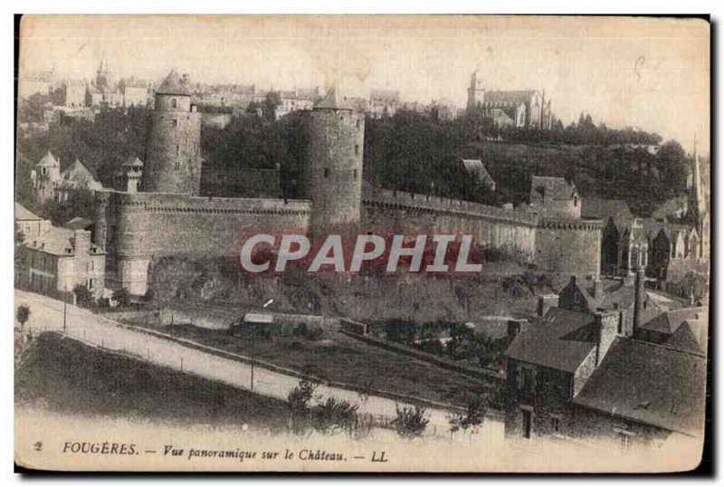 Old Postcard Fougeres panoramic view on the Chateau