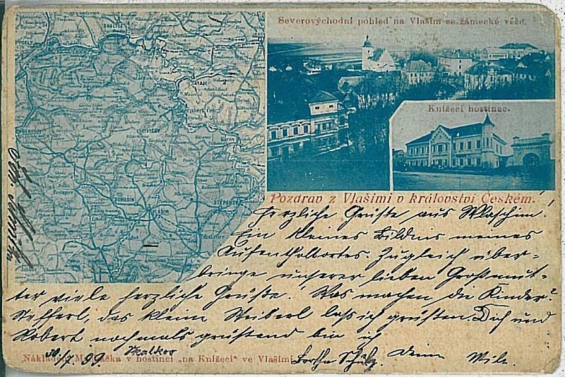 VINTAGE POSTCARD:  CZECH REPUBLIC -  Vlašim  Wlaschim 1899 