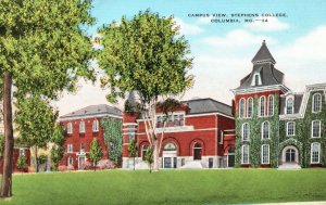 Vintage Postcard Campus View Stephens College Building School Columbia Missouri