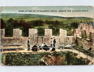 Postcard Ireland - Kissing the Blarney Stone - Scene at top of Blarney Castle