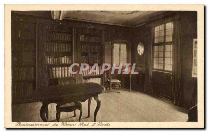 Postcard Old Studierzimmer Herrn der Rat Stock Library Library Frankfurter Go...