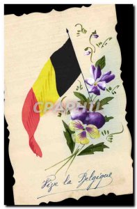 Old Postcard Fancy (drawing hand) Flowers Flag Belgium