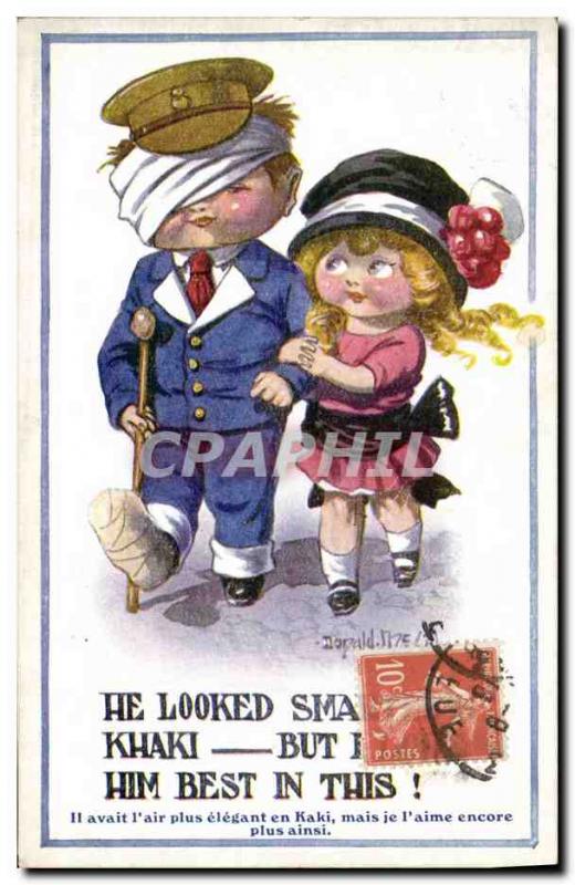 Old Postcard Fantasy Illustrator Donald McGill Children Army