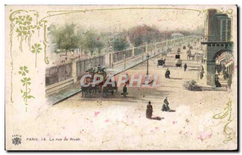 Old Postcard The Paris street Rivoil