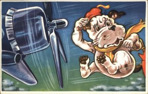 NETHERLANDS A/s MICHAELIS COMIC Airplane Propellor Dog Windstorm Postcard