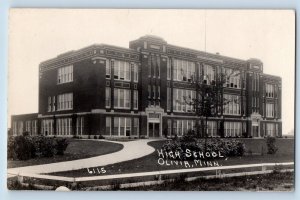 Olivia Minnesota MN Postcard RPPC Photo High School Building c1920's Vintage