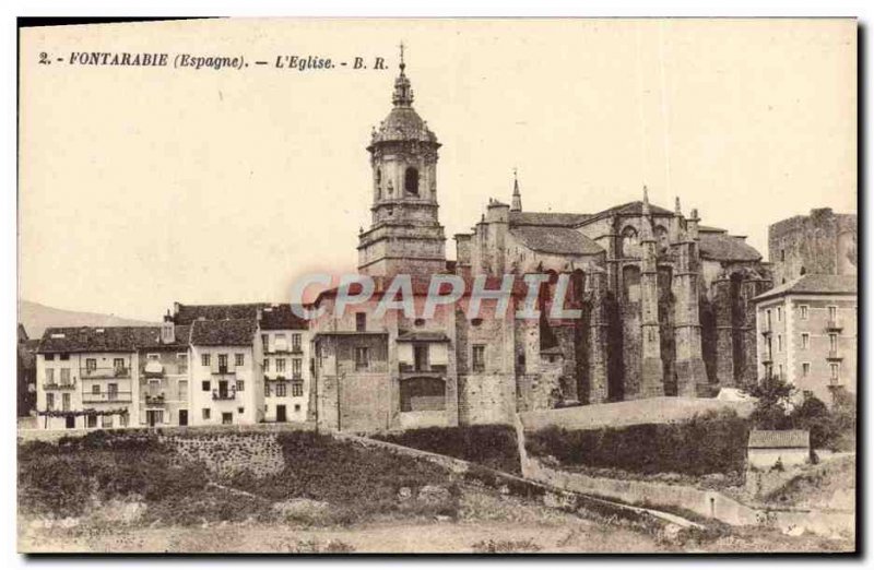 Old Postcard Hondarribia L & # 39Eglise