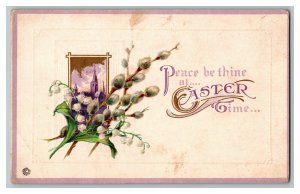 Postcard Peace Be Thine At Easter Time Vintage Standard View Card Church Flowers