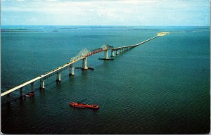 Vtg Sunshine Skyway Bridge Pinellas Hillsborough Manatee County FL Postcard