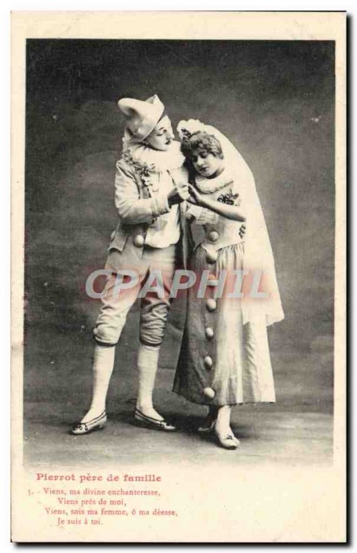 Old Postcard Fantaisie Pierrot family man