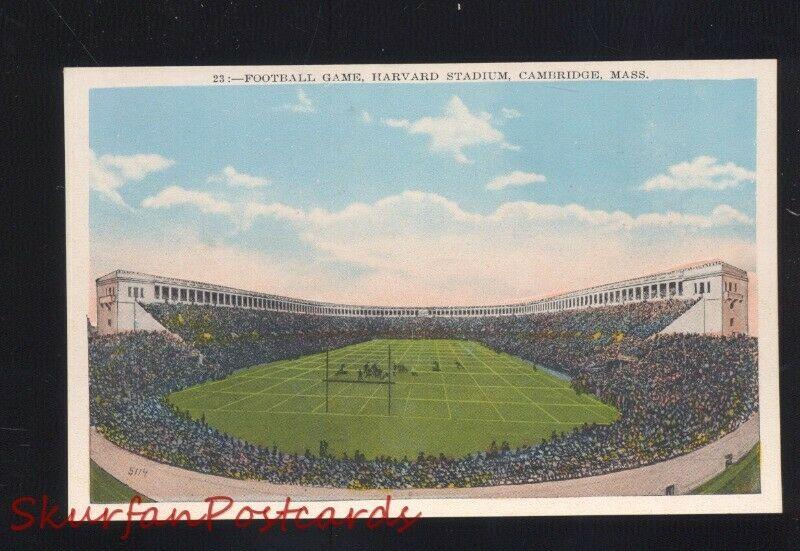 CAMBRIDGE MASSACHUSETTS MASS. HARVARD FOOTBALL STADIUM VINTAGE POSTCARD