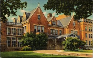 Linen Postcard Allentown General Hospital in Allentown, Pennsylvania