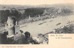 St Goarshausen Germany Katz Castle St Goar Birdseye View Antique Postcard K17229