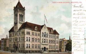 1907 Girl's High School Historical Building Reading Pennsylvania Posted Postcard