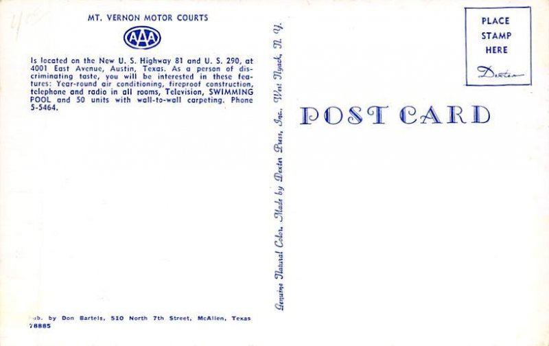 Mt. Vernon Motor Courts Postcard