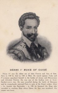 Henri Henry The 1st Duke Of Guise First Vintage Portrait Postcard