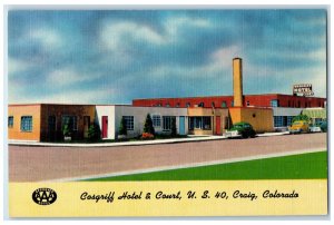 c1930's Cosgriff Hotel & Court US 40 Craig Colorado CO Vintage Postcard