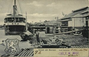 indonesia, BORNEO SAMARINDA, Boom, KPM Steamer Van der Lijn (1906) Postcard