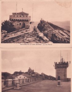 San Marino Le Tre Penne Torro Del Palazzo 2x Antique Postcard