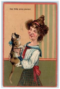 PFB San Francisco California CA Postcard Ugly Woman Two Frisky Young Pussies