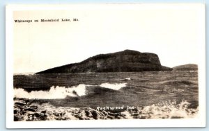 RPPC ROCKWOOD, Maine ME ~Whitecaps MOOSEHEAD LAKE 1930s Somerset County Postcard