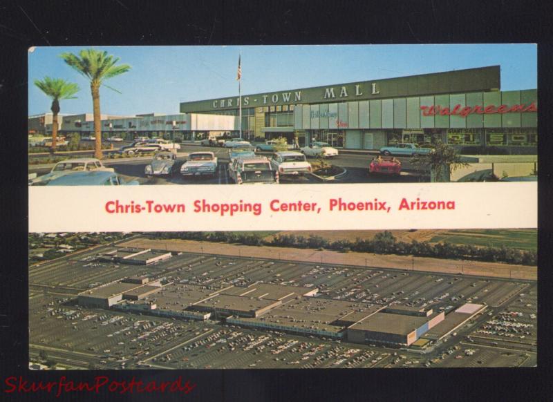 PHOENIX ARIZONA CHRIS TOWN SHOPPING CENTER VOLKSWAGEN OLD CARS POSTCARD