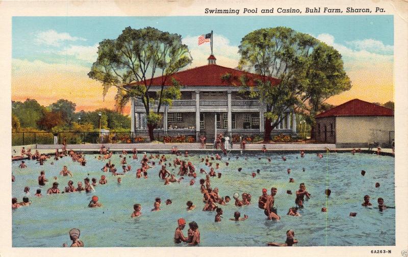 SHARON PA BUHL FARM~CLUB HOUSE~CASINO & SWIMMING POOL~LOT OF 2 POSTCARDS 1920s