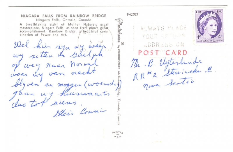 From Rainbow Bridge, Niagara Falls, Ontario, Used 1962