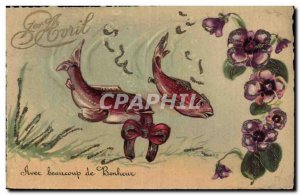 Festivals - Wishes - Fish of April - April Fool - fish and - Old Postcard